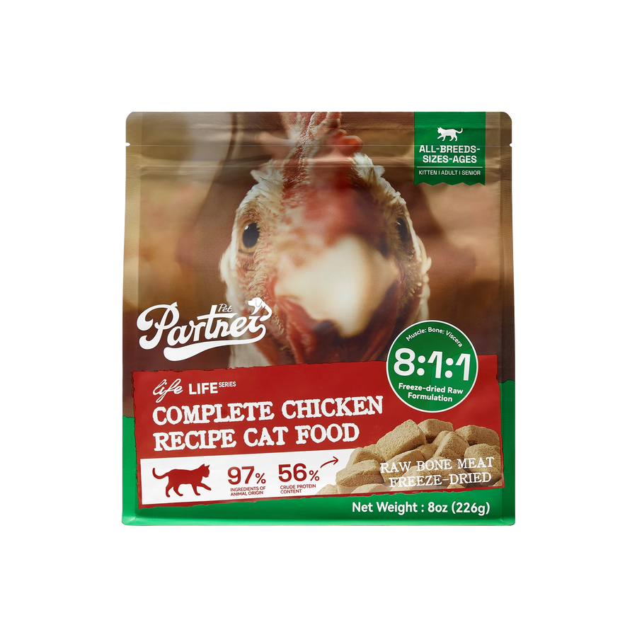 PARTNER Chicken Recipe Freeze-Dried Raw Cat Food, 8 oz bag