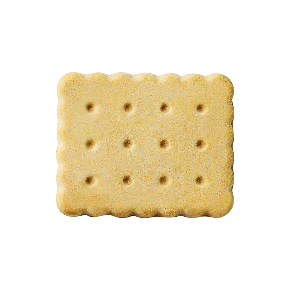 Actual Crispy Biscuit treat on a white background.
