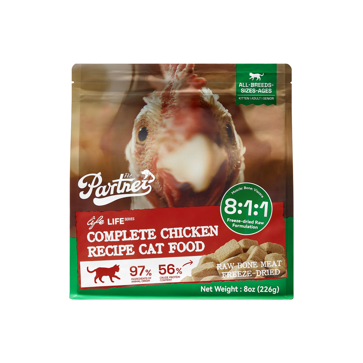 PARTNER Chicken Recipe Freeze-Dried Raw Cat Food, 8 oz bag