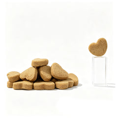 Rabbit Recipe dog food pieces on a clear display