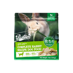 PARTNER Rabbit Recipe Freeze-Dried Raw Dog Food, real 8 oz package front