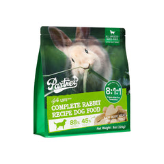 Rabbit Recipe Dog Food real package, left angle