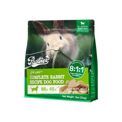 Rabbit Recipe Dog Food real package, right angle