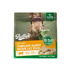 PARTNER Rabbit Recipe Freeze-Dried Raw Cat Food, 8 oz bag, real front packaging
