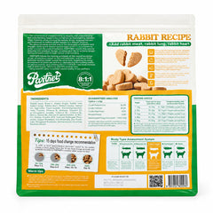 Rabbit Recipe English back-of-pack ingredients, guaranteed analysis and feeding information