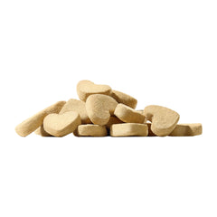 Close-up of real heart-shaped PARTNER rabbit freeze-dried pieces