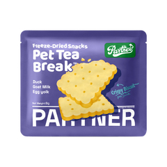 PARTNER It's Tea Time biscuit freeze-dried treats, individual sachet shown; sold as a box of 12