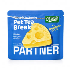 PARTNER Cheese Block freeze-dried treats, individual sachet, front photograph