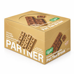 PARTNER Chocolate-Shaped Bites freeze-dried treats, 12-sachet box, angled view