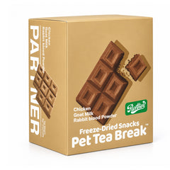 PARTNER Chocolate-Shaped Bites freeze-dried treats, 12-sachet box, upright view