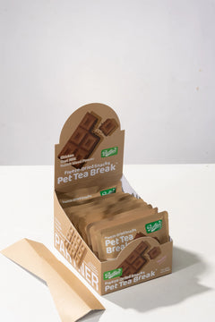 PARTNER Chocolate-Shaped Bites freeze-dried treats, open display box with individually packed sachets