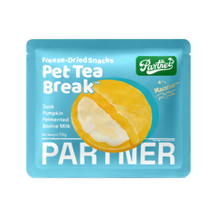 PARTNER It's Tea Time macaron freeze-dried treats, individual sachet shown; sold as a box of 12
